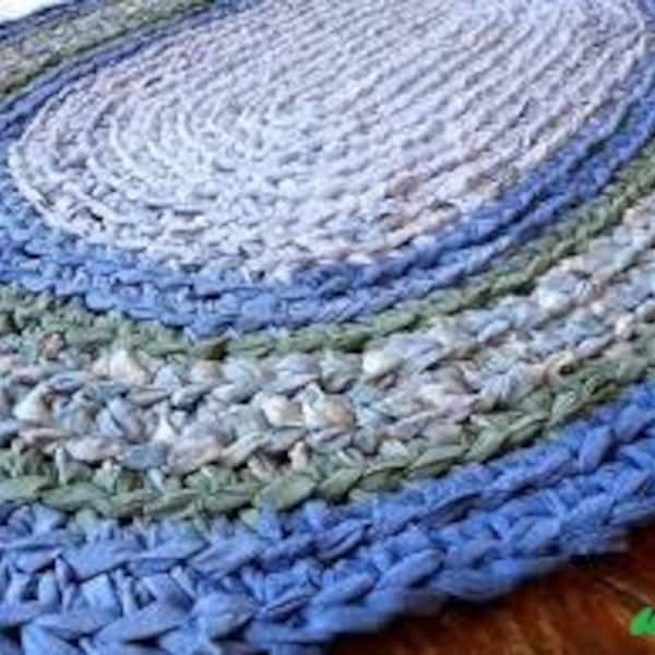 PDF. Rug Crochet Pattern  - PDF Easy Crochet PATTERN, Instant Download, Recycled Eco Environment Friendly, Home Living Rugs