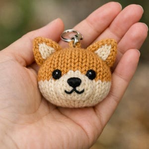 Schema per portachiavi a maglia con cane Corgi — Download immediato in PDF — Portachiavi Welsh Corgi — Adatto ai principianti — Regalo veloce da realizzare a maglia