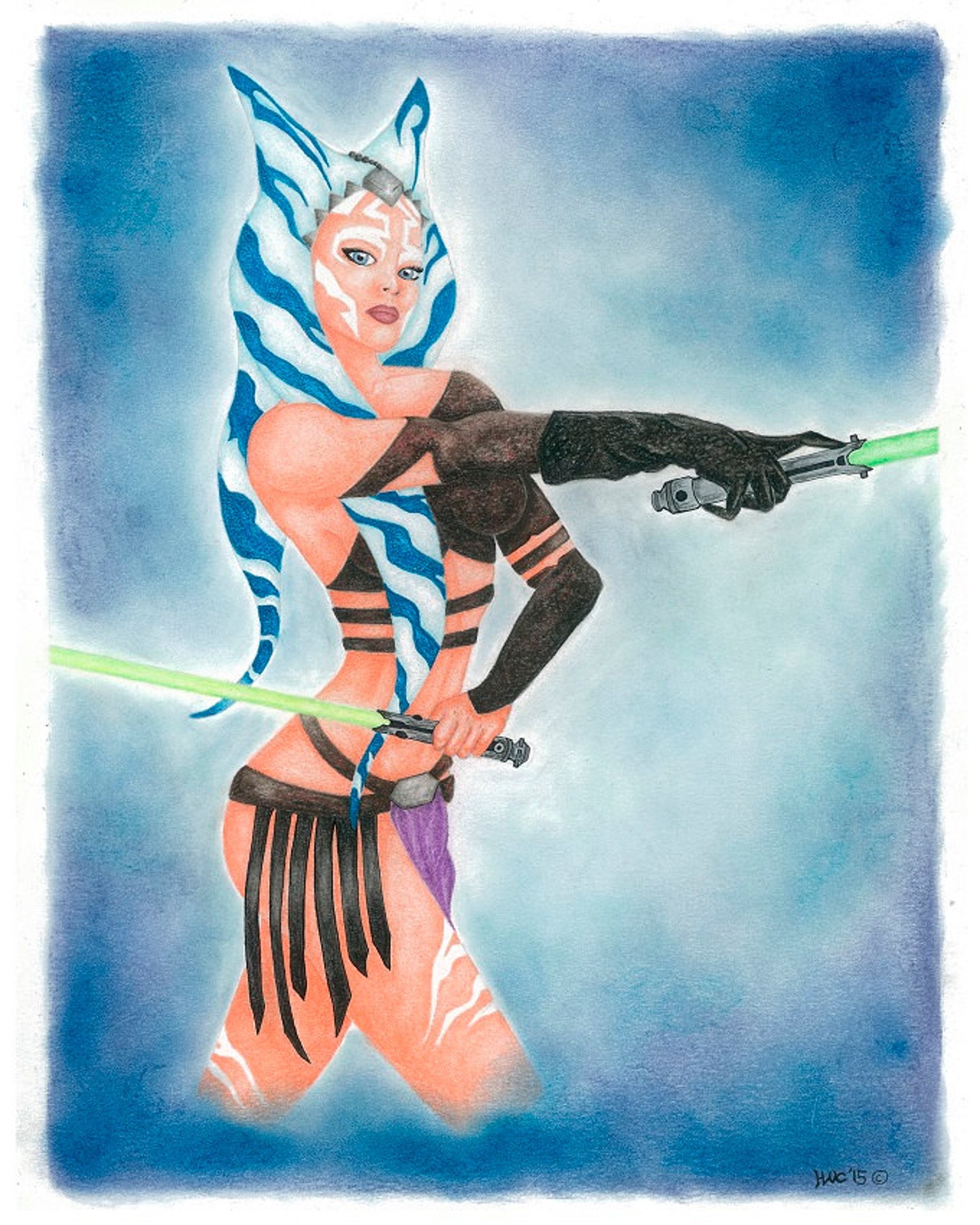 Ahsoka Tano Star Wars Fan Art Print Etsy 