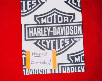 Handmade Fabric Greetings Card - Harley-Davidson Fabric Greeting Card- Harley Motorcycle Rider