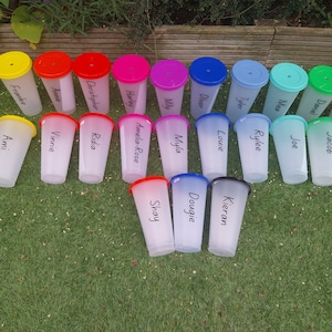 Tazza fredda personalizzata che cambia colore con coperchio e cannuccia (710 ml)