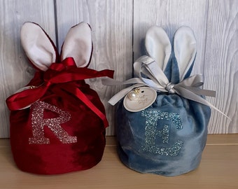 Velvet Easter Bunny Gift Bags - Red or Blue - Kids - Gift - Easter