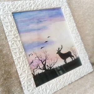 A4 Watercolour Paintings Fox at Sunrise Stag at Sunset Set of Two or buy Separately watercolour painting colourful animal image 5