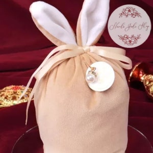 Velvet Easter Bunny Gift Bags Red or Blue Kids Gift Easter image 6