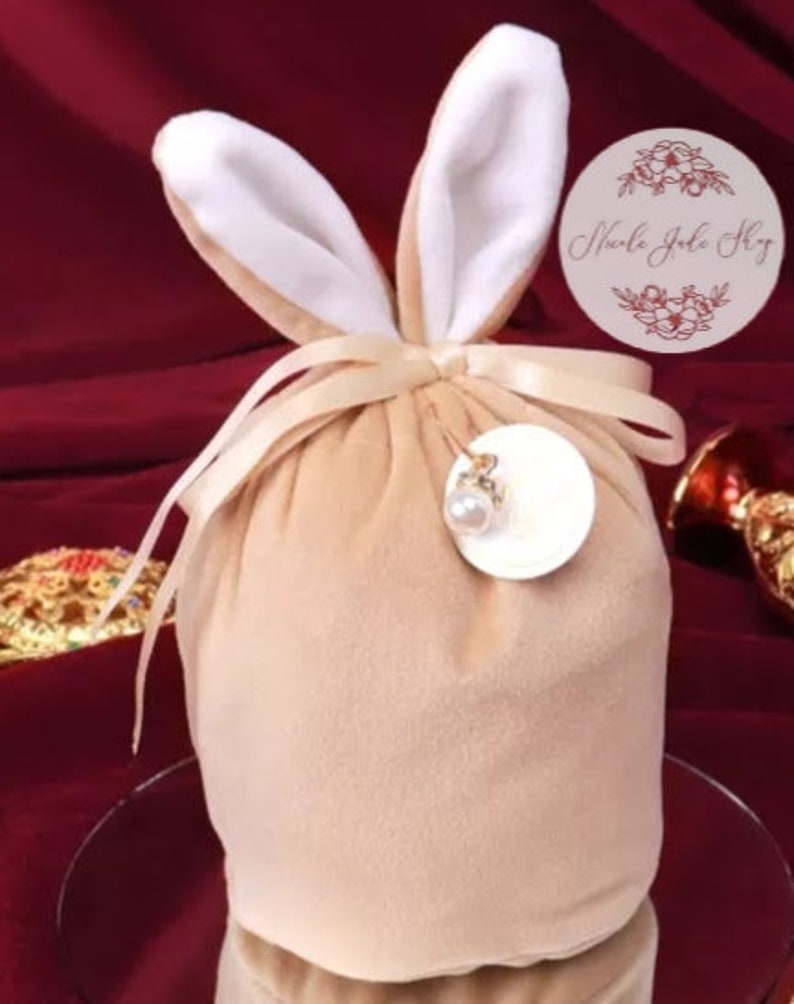 Velvet Easter Bunny Gift Bags Red or Blue Kids Gift Easter image 6