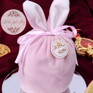 Velvet Easter Bunny Gift Bags Red or Blue Kids Gift Easter image 4
