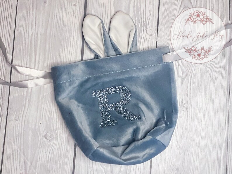 Velvet Easter Bunny Gift Bags Red or Blue Kids Gift Easter image 8