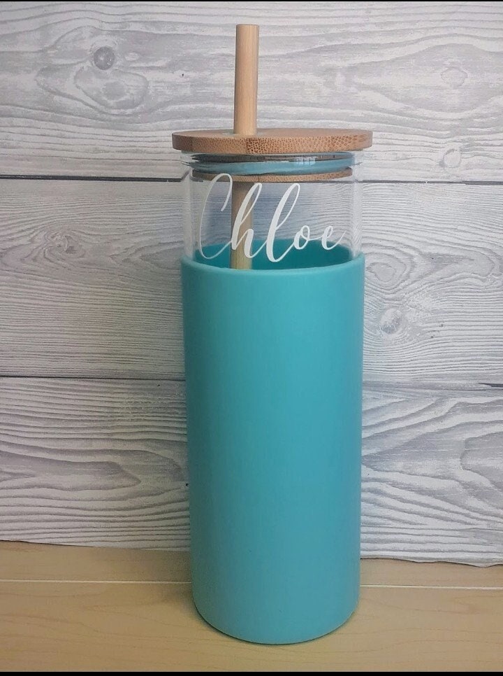 Glass Water Bottle With Straw 