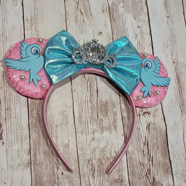 Cinder Ella birds Minnie ears headband