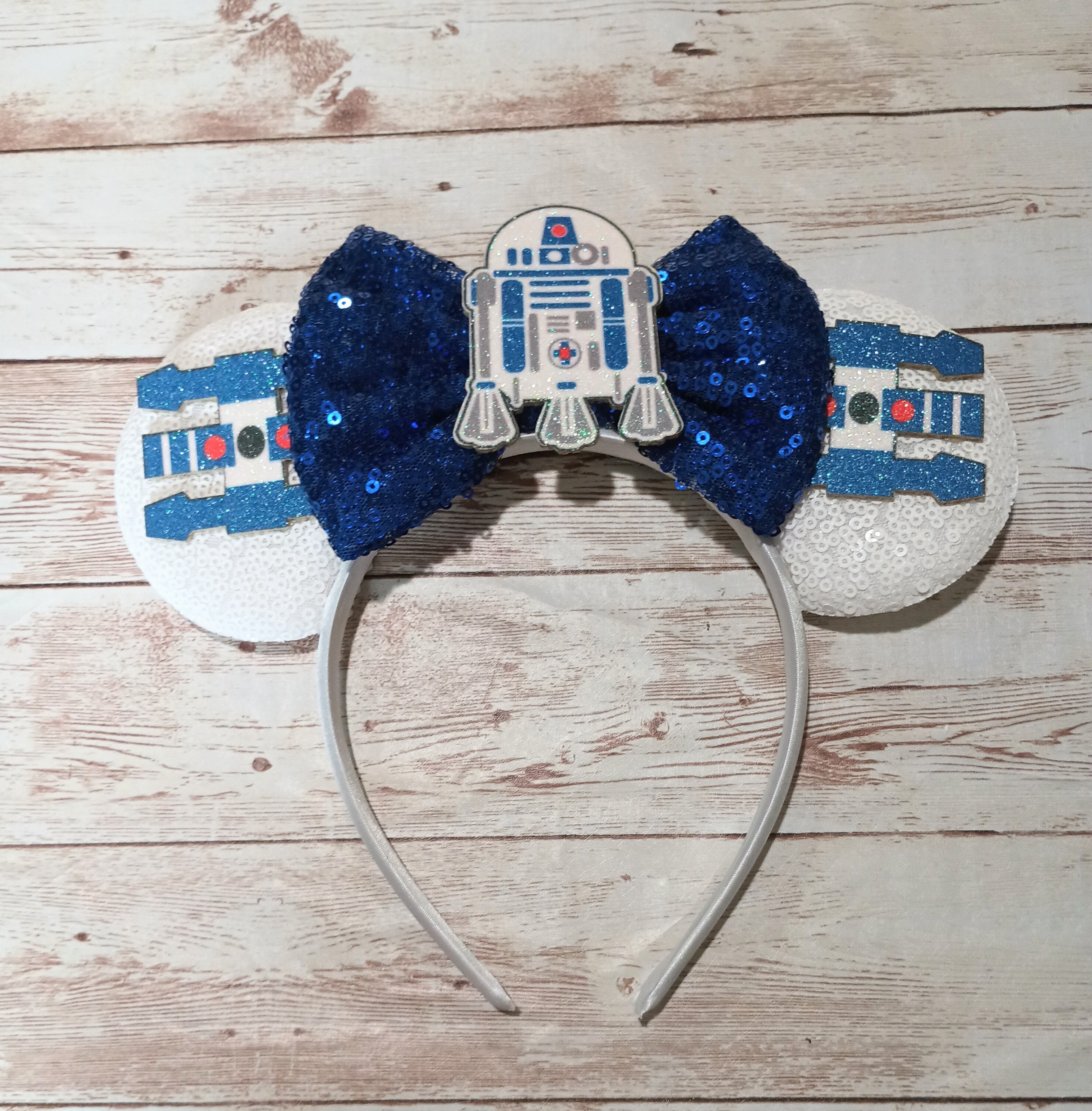 Handmade R2-D2 Inspired Disney Ears Sequin Minnie Headband Star Wars R2D2 Droid Mouse Ear Headband Bot Robot Adult Kids  main image 4