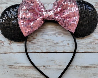 Pink Bow Minnie ears headband