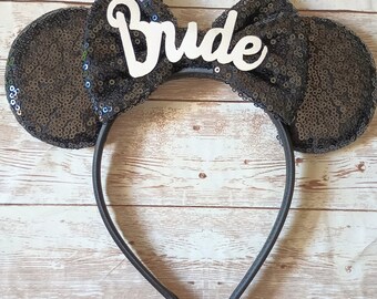 Black Bride Minnie ears headband