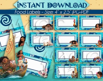 12 Baby Moana Food Labels Moana Food Tent Labels Moana Food | Etsy