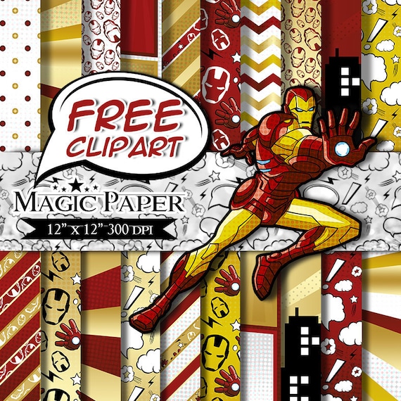 iron man digital paper scrapbook papers scrapbooking paper etsy