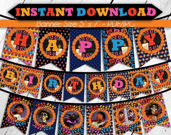 Coco Banner Happy Birthday Banner Party Printable Digital | Etsy