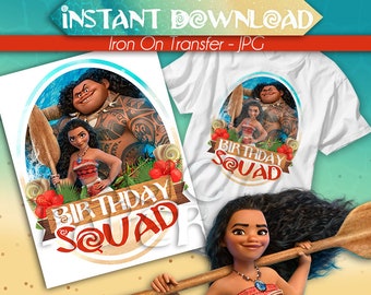 DIGITAL FILE Moana Iron On Transfer, Moana Birthday Squad, Moana birthday shirt, Moana Tshirt Transfer, Moana iron on