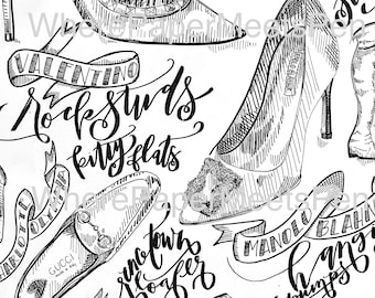 Designer Shoes Illustration Print