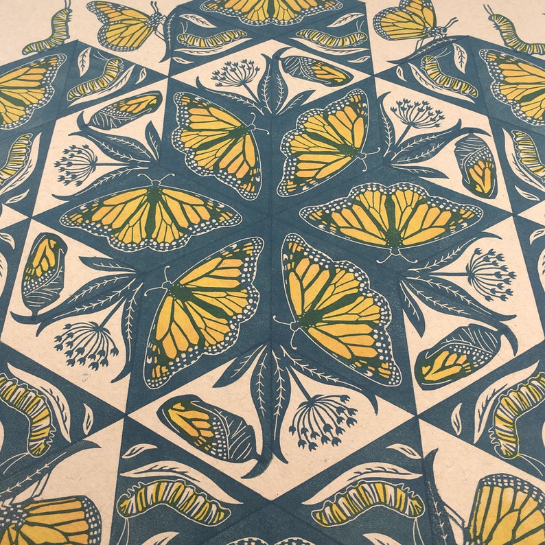 PRE-ORDER 20x20 Monarch Mandala Large Print on Kraft or White