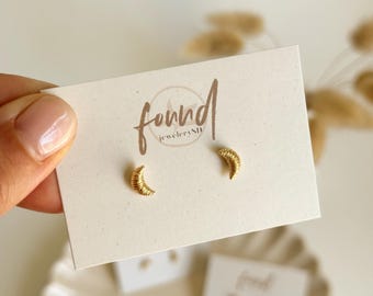 Croissant 18k Gold Plated Stud Earrings: Minimalist French Style