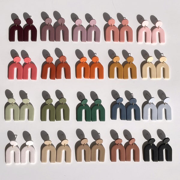 AMIRA ARCH, Polymer Clay, rainbow Earrings, Modern, Minimal, Boho Arch Hypoallergenic Earrings