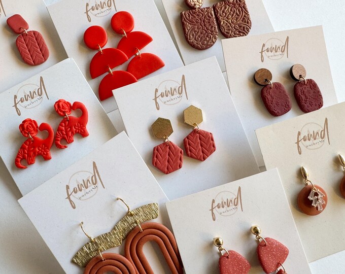 CLEARANCE 10 DOLLARS or Less RED Terracotta Earrings, One of a Kind ...