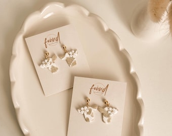 Gold Clay Cowgirl, Cow print, Dangle Earrings, Cowgirl Style