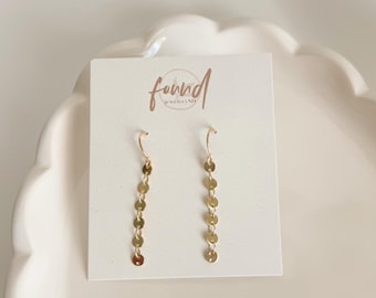 18k Gold Plated Sequin Disc Earrings: Dainty Minimalist Style