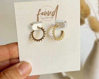 Gold Bead Hoop Earrings | 18k Gold plated, Hypoallergenic