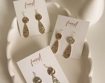 Gold Plated Hammered Dangle Earring