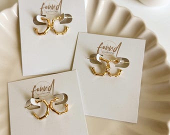 Gold Bamboo Hoop Earrings: 18k Gold Plated, Hypoallergenic