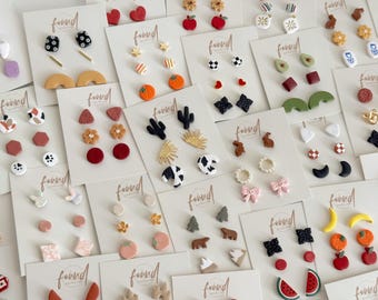 Polymer Clay Stud Earring Pack: Trendy Minimal Jewelry