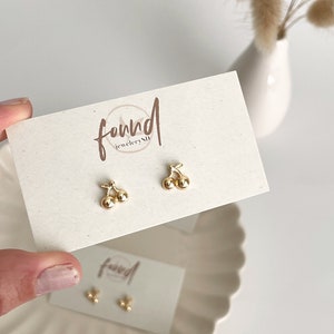 Gold Cherry Studs Earrings | 18k Gold Plated earrings, bridesmaids gift, friend gift, plant lover, plant mama, fruit tree, cherries