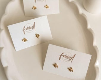 Mini Bee Stud Earrings: 18k Gold Plated Minimalist Jewelry