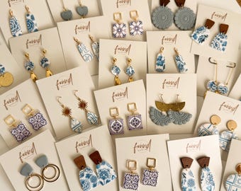 Blue Polymer Clay Earrings: Statement Drop Earrings PART 2