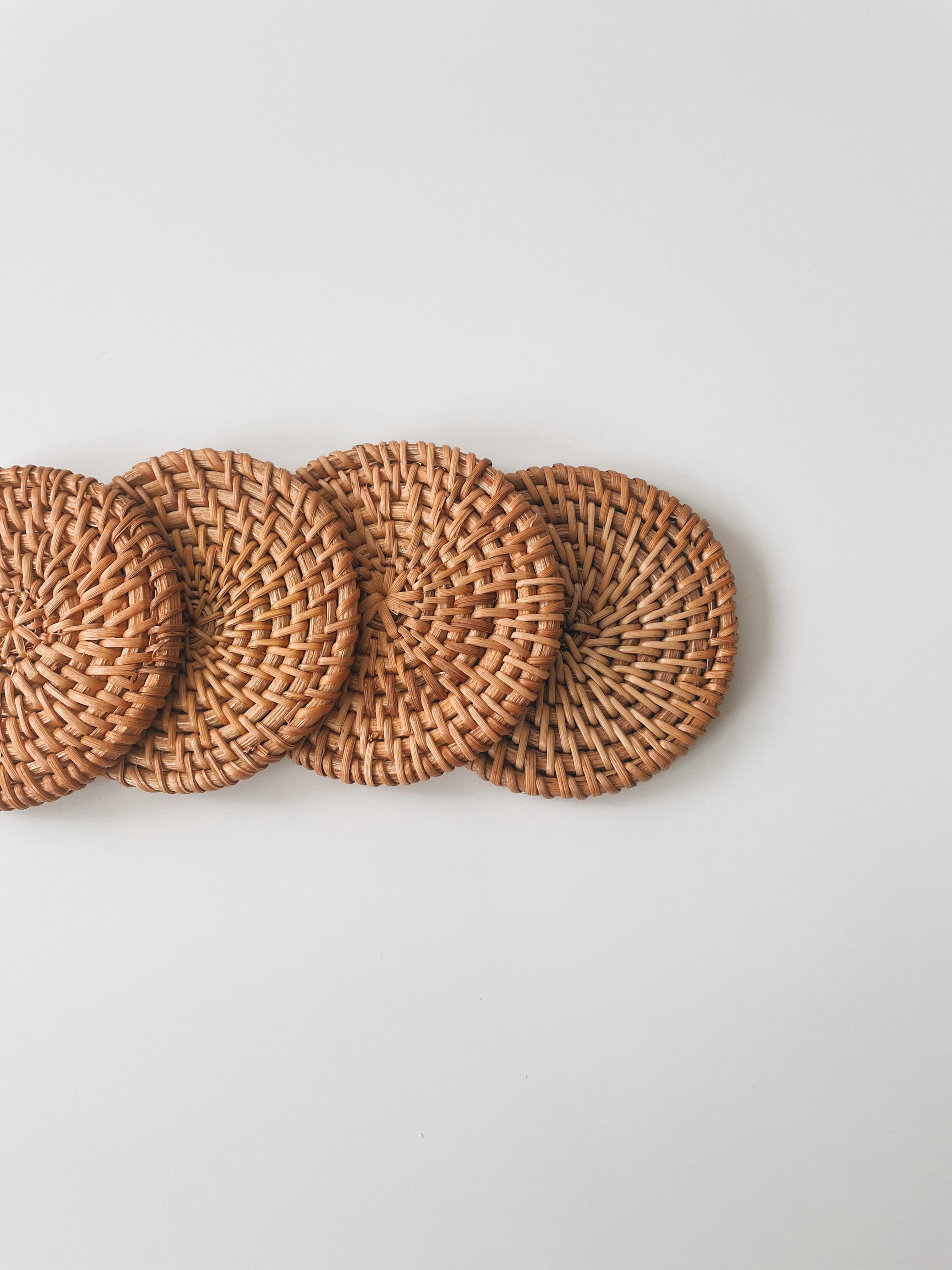 Rattan Coasters Set of 4 coasters Rattan Modern Minimal Etsy