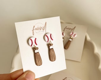 Baseball Americana Earrings : Polymer Clay