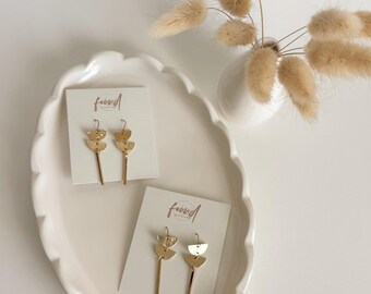 18k Gold Plated Dangle Earrings: Minimalist Hypoallergenic Jewelry