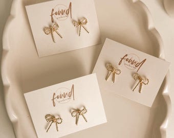 Gold Rope Bow Studs