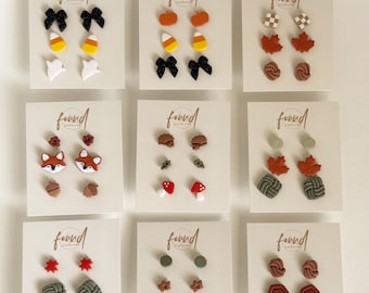 Fall Polymer Clay Stud Earring Pack