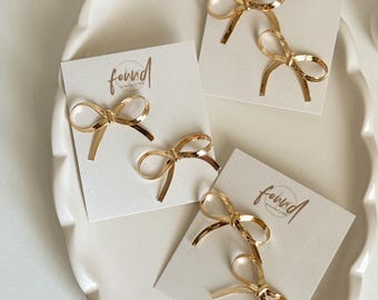 Large Gold Bow Studs: 18k Gold Plated  Earrings