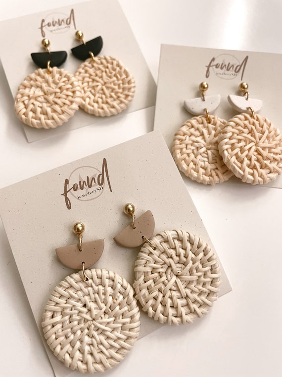 JOY I Polymer Clay Earrings Circle Rattan Handmade Jewelry