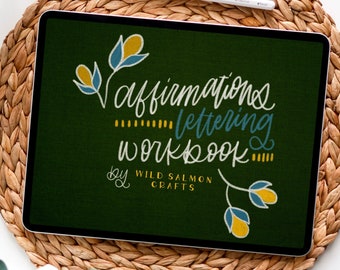 Affirmations Lettering Workbook: Procreate Brush, Printable PDF (Digital Download)