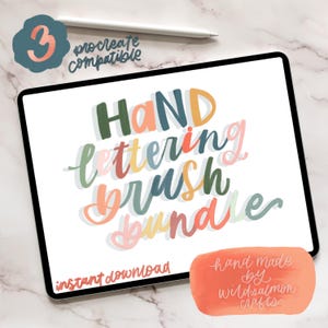 Hand lettering Brush Bundle | Instant Download | 3 original Procreate brushes for modern calligraphy drawing coloring