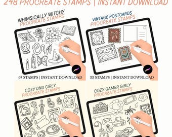 Procreate Stamp Bundle: Cozy Gamer, Cottagecore, Vintage (Digital Download)