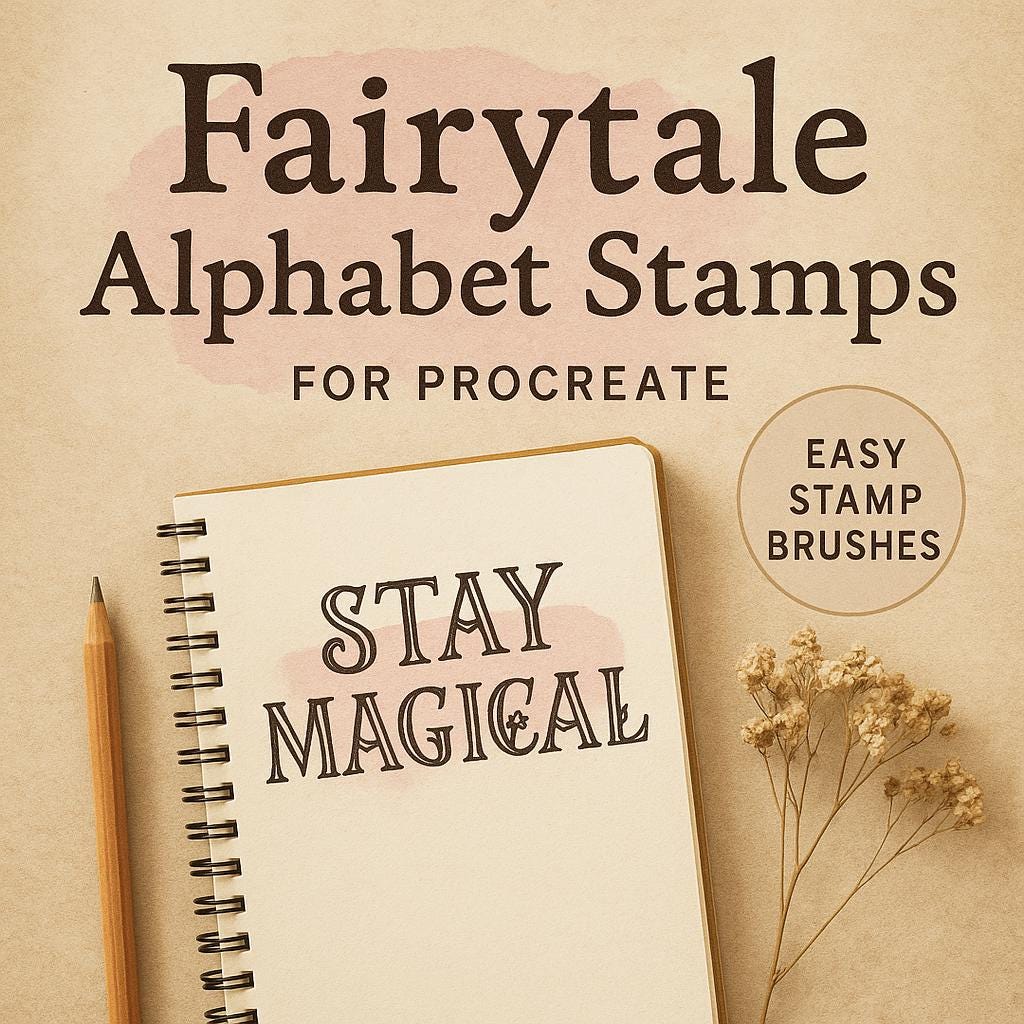 Procreate Fairytale Alphabet Stamps: Fantasy Lettering Brush Set ...