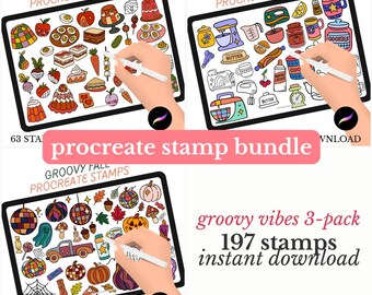 Procreate Stamp Bundle: 3-Pack Big Groovy Vibes Brushes (Digital Download)