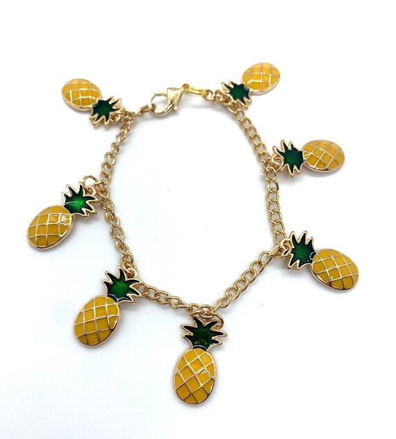Pineapple Charm Bracelet Handmade Jewelry Etsy