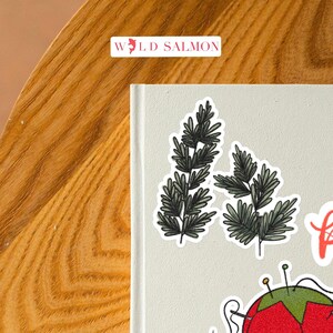 Hand illustrierte Kräuter Rosmarin Zweige Aufkleber | grüner Blumenaufkleber | Küche Kochen Lebensmittel Zweige
