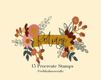 Procreate Stamp Brushes Floral | Hand Illustrated foliage templates | Instant Download