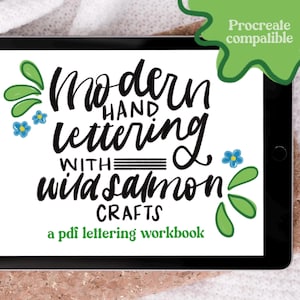 Procreate レタリングワークブック（ブラシ付き）｜ダウンロード・印刷可能なPDF 手書きレタリング モダンカリグラフィー ハウツー｜iPad レタリング初心者向け